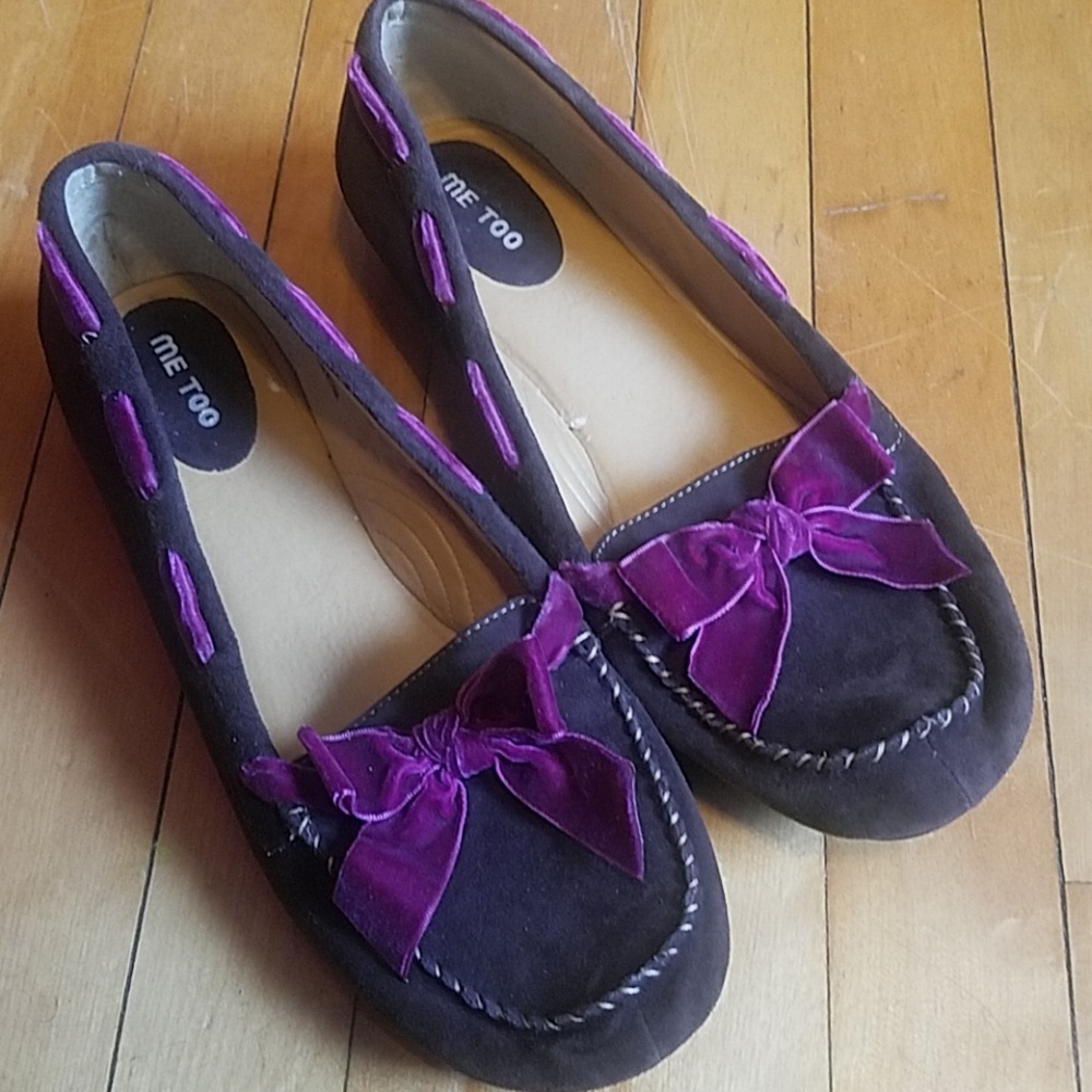 Brown suede moccasin flats